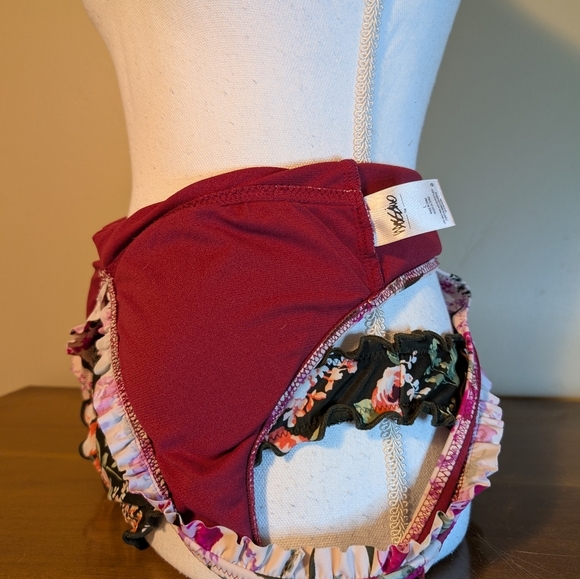 Mossimo Green Pink Floral Ruffle Bikini Top & Bottom - Picture 13 of 16